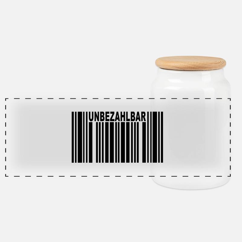 unbezahlbar barcode - Panorama Keksdose mit Holzdeckel - Weiß