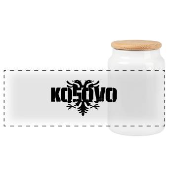 kosovo - Panorama Keksdose mit Holzdeckel - Weiß - Vorne