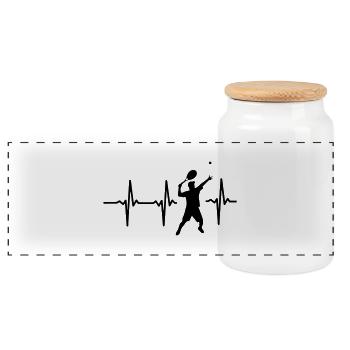 MY HEART BEATS FOR TENNIS! - Panoramic Cookie Jar with Wooden Lid - white - Front
