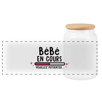 bébé en cours(veuillez patienter) - Boîte à biscuits avec couvercle en bois - blanc - Devant