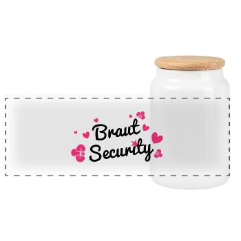 Braut Security - Panorama Keksdose mit Holzdeckel - Weiß - Vorne