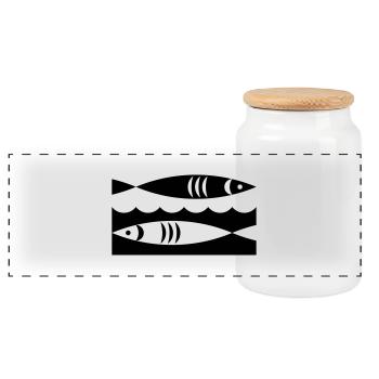 Fische - Panorama Keksdose mit Holzdeckel - Weiß - Vorne