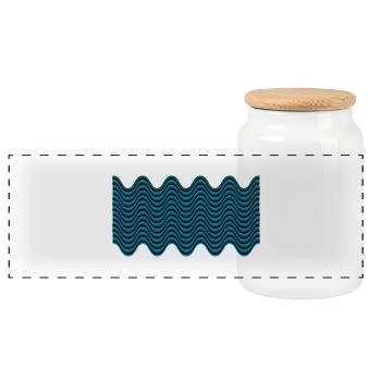 wellenmuster - Panoramic Cookie Jar with Wooden Lid - white - Front