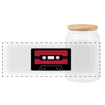 Kassette_farbe - Panorama Keksdose mit Holzdeckel - Weiß - Vorne