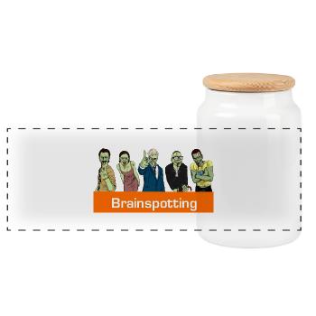 Brainspotting Zombies - Panoramic Cookie Jar with Wooden Lid - white - Front