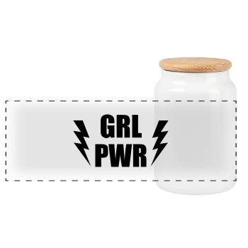 GRL PWR - GIRL POWER - Panorama Keksdose mit Holzdeckel - Weiß - Vorne