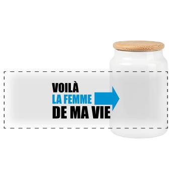 voilà la femme de ma vie - Boîte à biscuits avec couvercle en bois - blanc - Devant