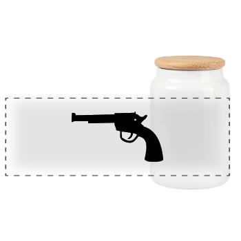 gun - Panoramic Cookie Jar with Wooden Lid - white - Front
