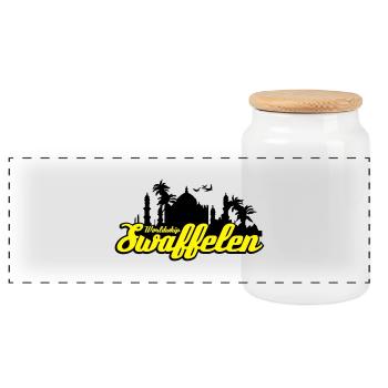 Swaffelen - Panorama Keksdose mit Holzdeckel - Weiß - Vorne