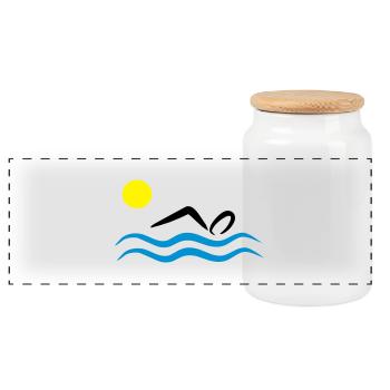2541614 15252539 schwimmen - Panorama Keksdose mit Holzdeckel - Weiß - Vorne