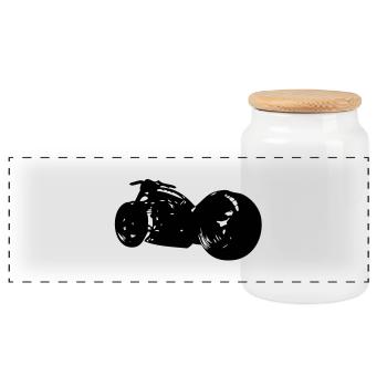 motorcycle big roue1 - Panoramic Cookie Jar with Wooden Lid - white - Front
