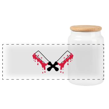 bloody_cleavers - Panoramic Cookie Jar with Wooden Lid - white - Front