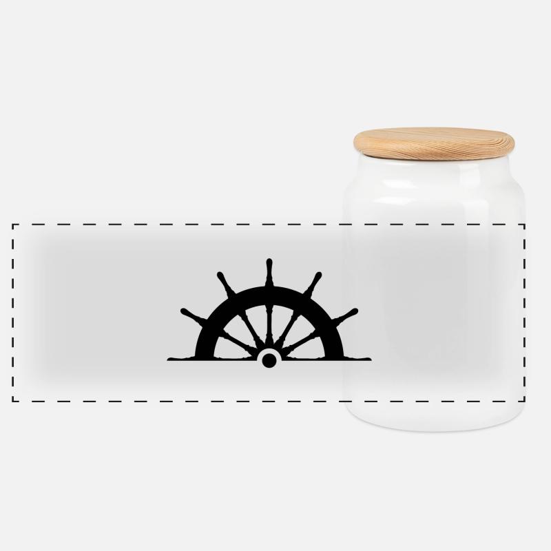 Volant noir - Boîte à biscuits avec couvercle en bois - blanc