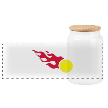tennis_fire_f3 - Panoramic Cookie Jar with Wooden Lid - white - Front