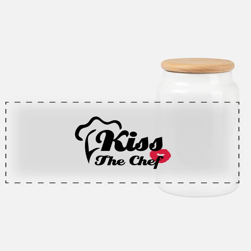 Embrassez le chef - Boîte à biscuits avec couvercle en bois - blanc