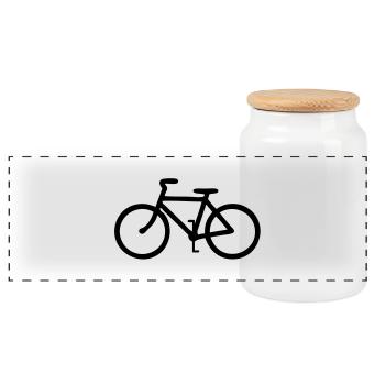 Bicycle - Panoramic Cookie Jar with Wooden Lid - white - Front