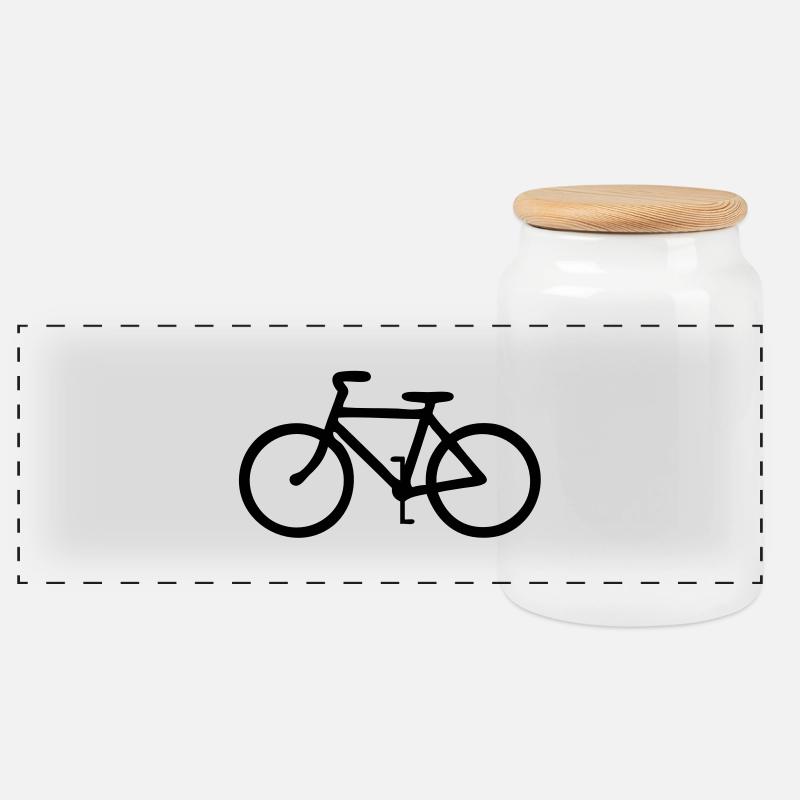 Fahrrad - Panorama Keksdose mit Holzdeckel - Weiß