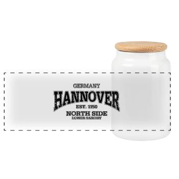 Hanovre (oldstyle noir) - Boîte à biscuits avec couvercle en bois - blanc - Devant