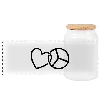 love__peace_f1 - Panorama Keksdose mit Holzdeckel - Weiß - Vorne