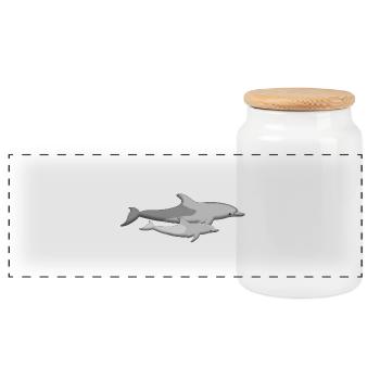 Dolphin baby - Panoramic Cookie Jar with Wooden Lid - white - Front