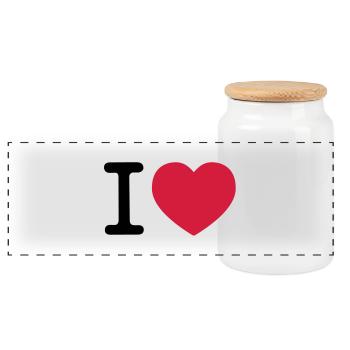 i love - Panorama Keksdose mit Holzdeckel - Weiß - Vorne