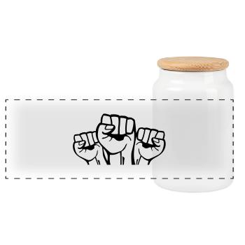 fists_fa1 - Boîte à biscuits avec couvercle en bois - blanc - Devant