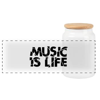 musicislifebreak - Boîte à biscuits avec couvercle en bois - blanc - Devant