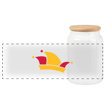 Bonnet de fou - Boîte à biscuits avec couvercle en bois - blanc - Devant