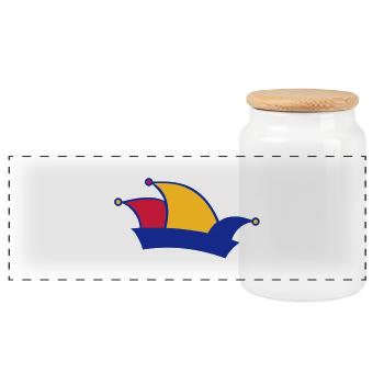 Bonnet de fou - Boîte à biscuits avec couvercle en bois - blanc - Devant