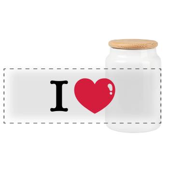I love I Heart - Panoramic Cookie Jar with Wooden Lid - white - Front