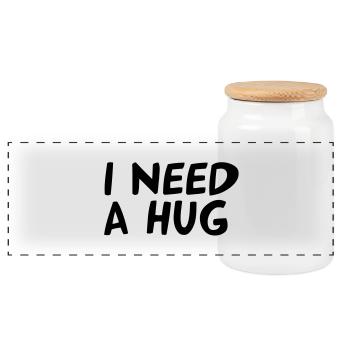 I NEED A HUG - Boîte à biscuits avec couvercle en bois - blanc - Devant