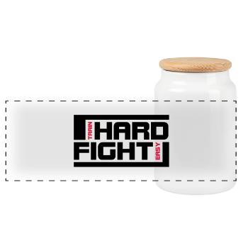 dur combat - Boîte à biscuits avec couvercle en bois - blanc - Devant