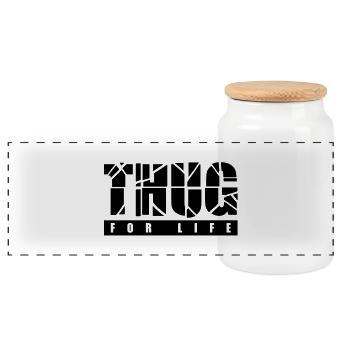 thug_for_life_t1 - Panoramic Cookie Jar with Wooden Lid - white - Front