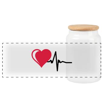 Heart with pulse - Panoramic Cookie Jar with Wooden Lid - white - Front