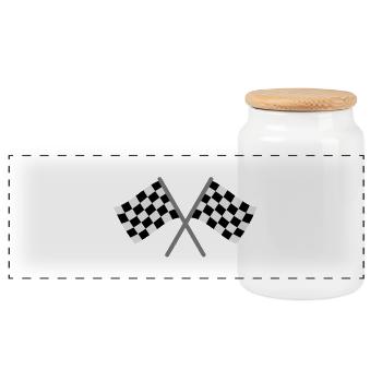 Chequered Flag Racing - Panoramic Cookie Jar with Wooden Lid - white - Front