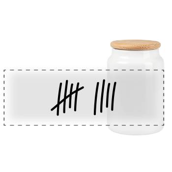 9 strokes / / 9 times / / Birthday / / gift - Panoramic Cookie Jar with Wooden Lid - white - Front