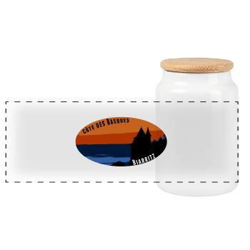 Côte des Basques Biarritz - Panoramic Cookie Jar with Wooden Lid - white - Front