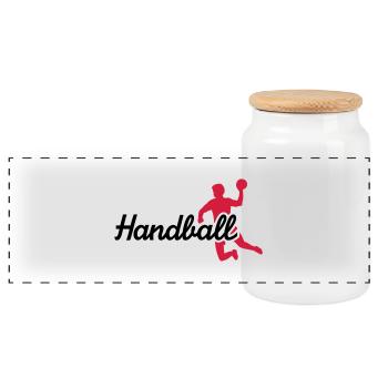 Handball - Boîte à biscuits avec couvercle en bois - blanc - Devant