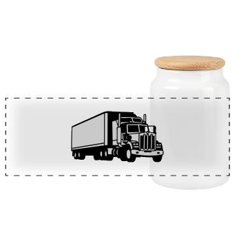 TRUCK american - Panoramic Cookie Jar with Wooden Lid - white - Front