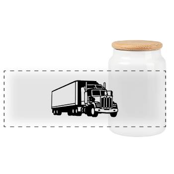 american TRUCK - Panoramic Cookie Jar with Wooden Lid - white - Front