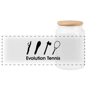 Tennis Evolution Tennisschläger Tennis - Panorama Keksdose mit Holzdeckel - Weiß - Vorne