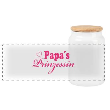 Papas Prinzessin - Panorama Keksdose mit Holzdeckel - Weiß - Vorne