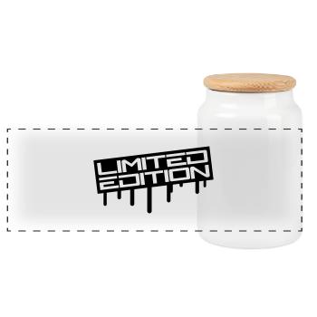 Limited Edition Graffiti Logo - Panoramic Cookie Jar with Wooden Lid - white - Front
