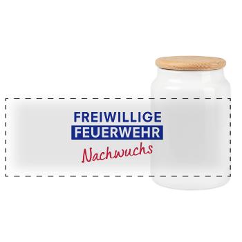 Freiwillige Feuerwehr Nachwuchs - Panorama Keksdose mit Holzdeckel - Weiß - Vorne