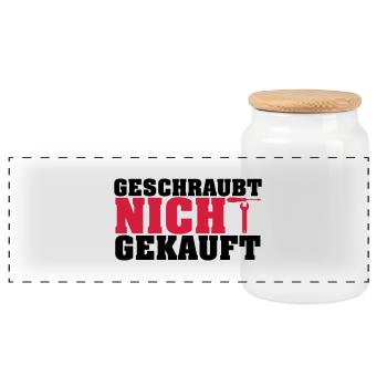 Geschraubt nicht gekauft - Panorama Keksdose mit Holzdeckel - Weiß - Vorne