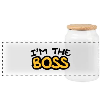 I'm The Boss Comic Style - Boîte à biscuits avec couvercle en bois - blanc - Devant