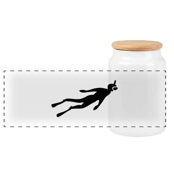 plongeur plongée libre - Boîte à biscuits avec couvercle en bois - blanc - Devant