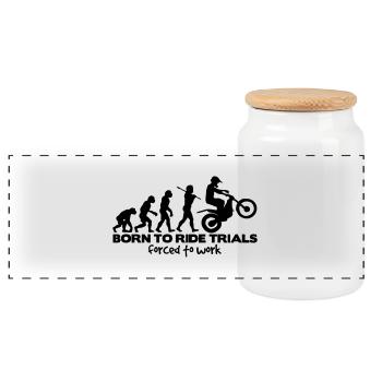 trials bike evolution 03 born to ride fo - Panoramic Cookie Jar with Wooden Lid - white - Front