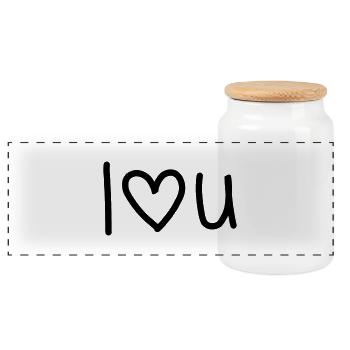 I Lovee You - Panorama Keksdose mit Holzdeckel - Weiß - Vorne