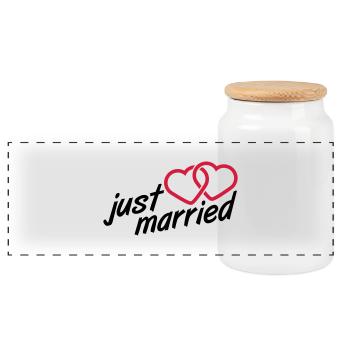 Just Married Heart Logo Design - Boîte à biscuits avec couvercle en bois - blanc - Devant